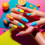 Тренд неоновых вкраплений в матовых ногтях для вечеринок и фотосессий