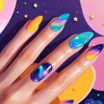 Трюки с ультрафиолетовой гелевой краской для созда

вать эффект галактики на ногтях